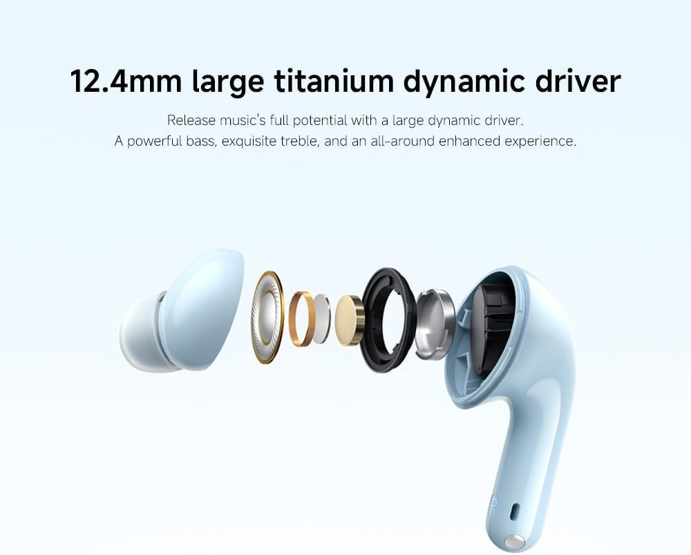 XIAOMI Redmi Buds 6 lite- True Wireless Bluetooth Headphone in-ear,12.4mm titanium-diaphragm driver,40dB Active Noise Cancelling,Up to 38h Battery Life, 4 EQ settings – Black