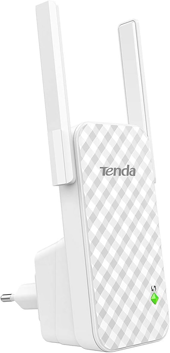 Tenda A9 N300 universal WLAN amplifier repeater with two antennas for maximum coverage (300 Mbps, WPA, WPA2, compatible with all common WLAN routers) white