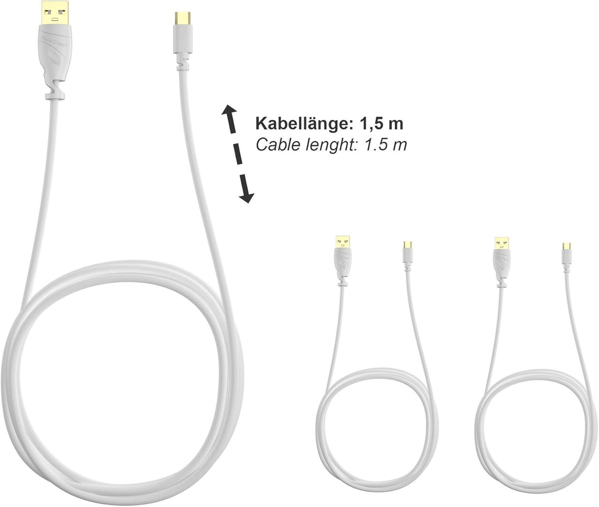 KabelDirekt – 1.5m Micro-USB Cable (USB 2.0, USB-A Connector to Micro-B Connector, Charge and Sync, White)