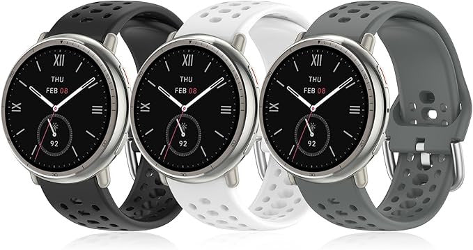 DHWGang 3 Pieces Straps Compatible with Amazfit Active2/Active/GTS4/GTS3/GTS2 Watch Bracelets, Silicone Wristbands, Breathable, Soft and Comfortable, Sports Replacement for Men and Women
