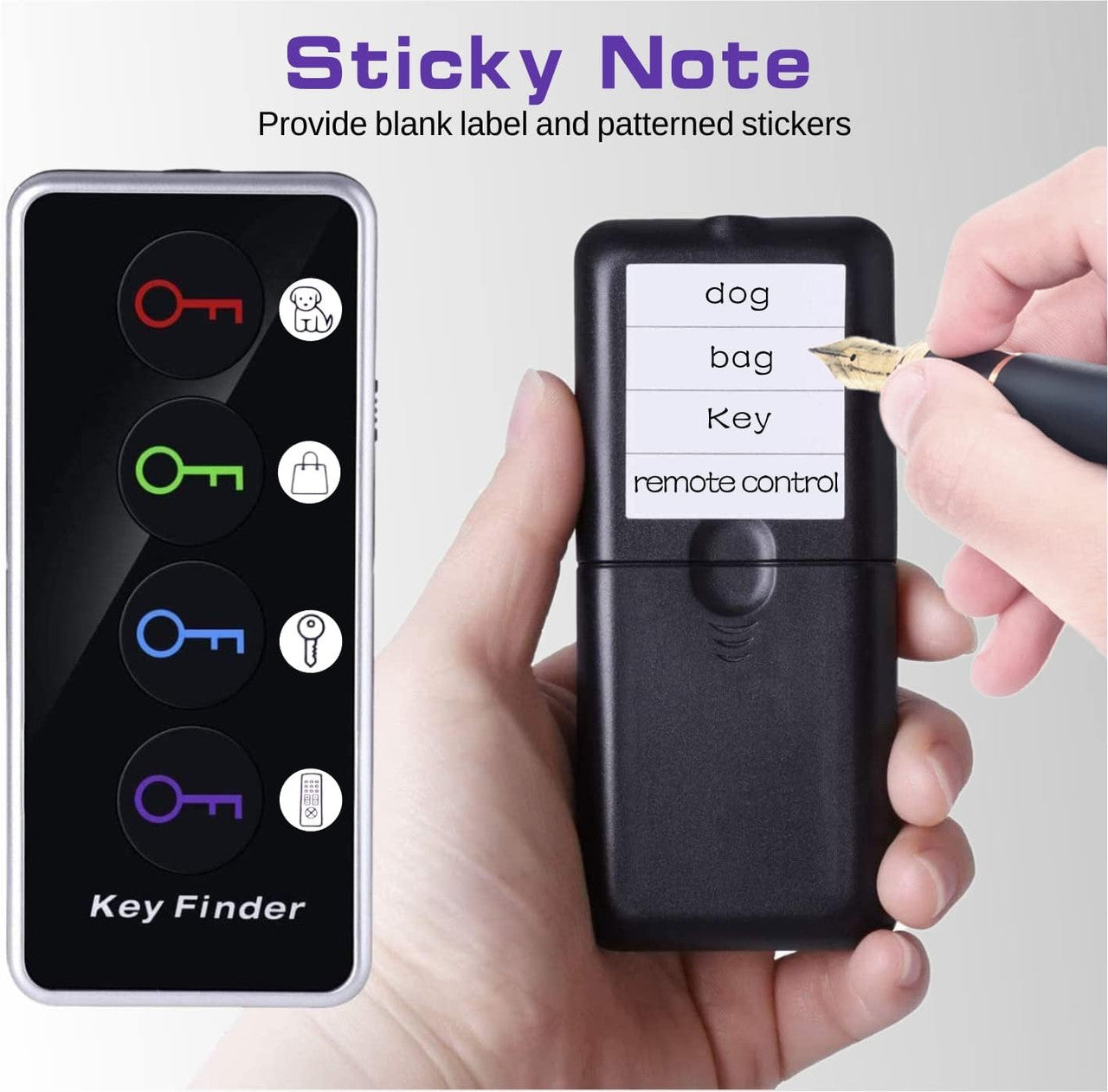 Key Finder Key Finder, Reyke Remote Finder Wireless RF Object Finder with LED Torch for Keys, Wallet, Phone and Pet Tracker (RF Transmitter, 4 Receivers)