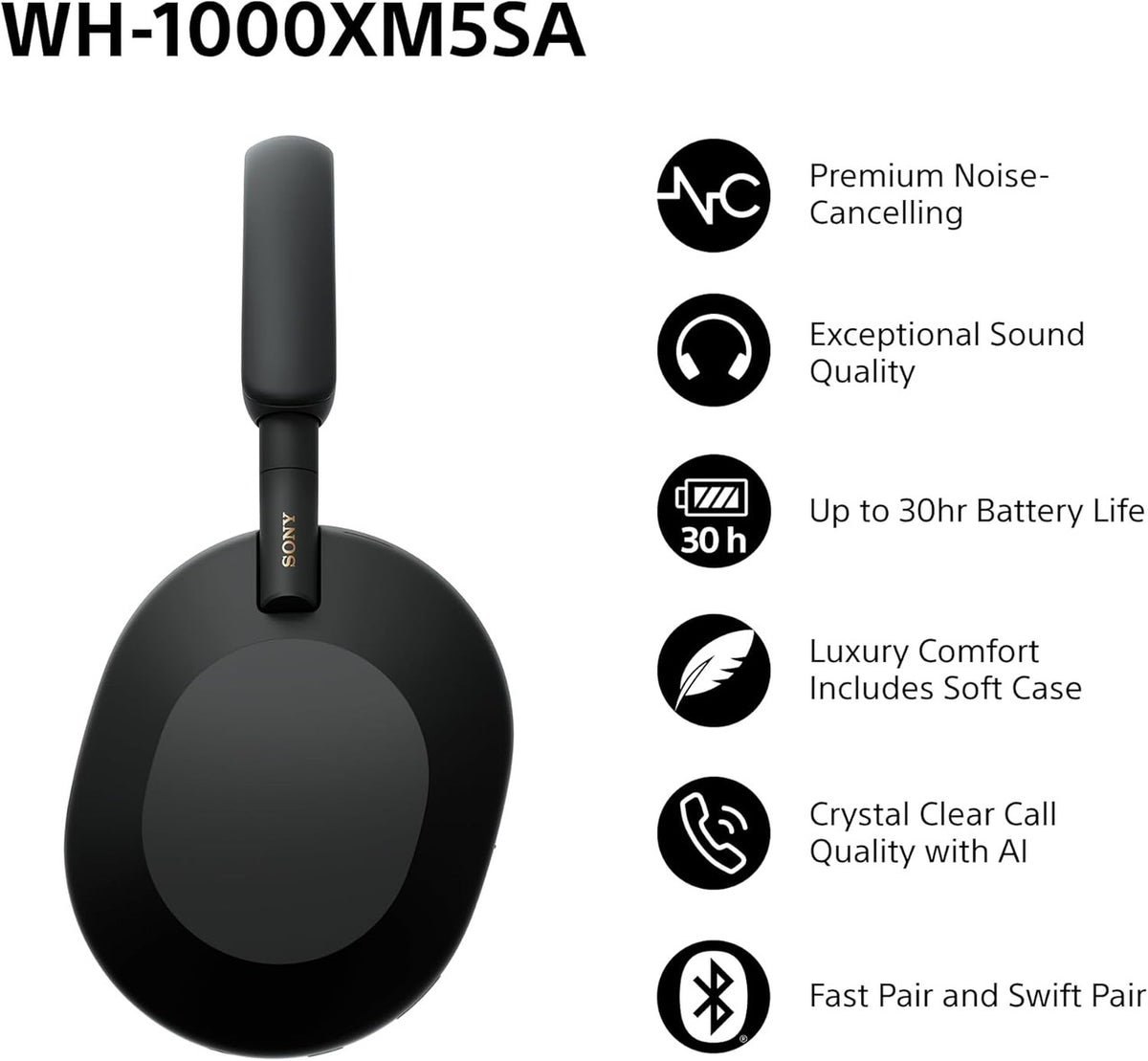 Sony WH-1000XM5SA Special Edition Soft Case Premium Noise Cancelling Wireless Over-Ear Headphones, Bluetooth, Clear Call Quality, Hi-Res Audio, Up to 30hr Battery Life, iOS & Android