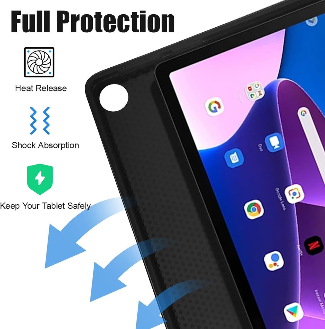 Case with Keyboard for Lenovo Tab M10 (3rd Gen) 10.1", Wireless Detachable Bluetooth Keyboard with Protective Cover for Lenovo Tab M10 3rd Gen 10.1 Inch 2022 (TB-328FU/TB-328XU) Tablet, Black