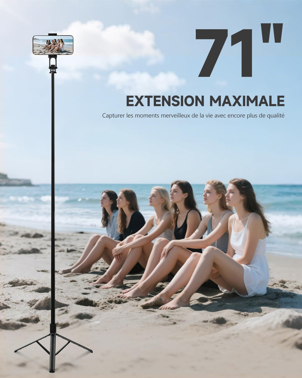 RISEOFLE 180 cm Mobile Phone Tripod & Selfie Stick, Aluminium Integrated Extendable Tripod for Smartphone, Portable Travel Tripod Stand with Wireless Remote Control for iPhone/Samsung/Android/Camera