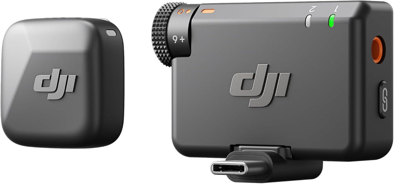 DJI Mic Mini (1 TX + 1 RX), Wireless Lavalier Microphone, Detail-Rich Audio, Noise Cancelling, Automatic Limiting, Wireless Microphone for Camera/iPhone/Android, Vlog, Streaming, 400m Transmission
