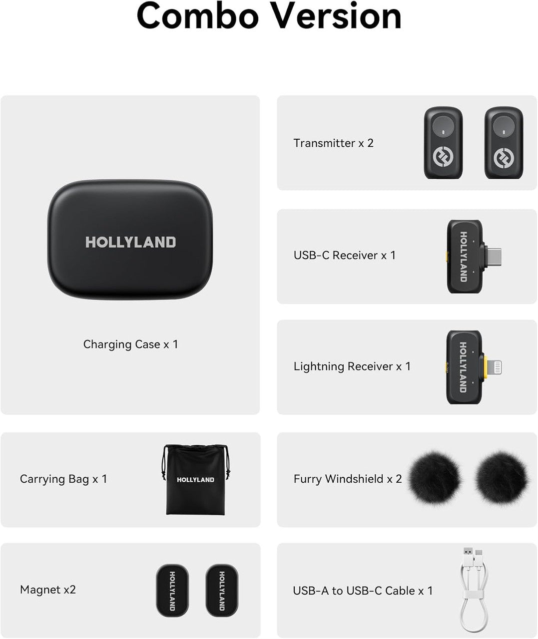 Hollyland LARK A1 Wireless Mini Microphone for iPhone15/16 & Android, Pure Sound, Noise Cancelling, Magnetic Microphone for YouTube, TikTok, Podcast, Vlogging(2TX+2RX+Charging Case)-Black