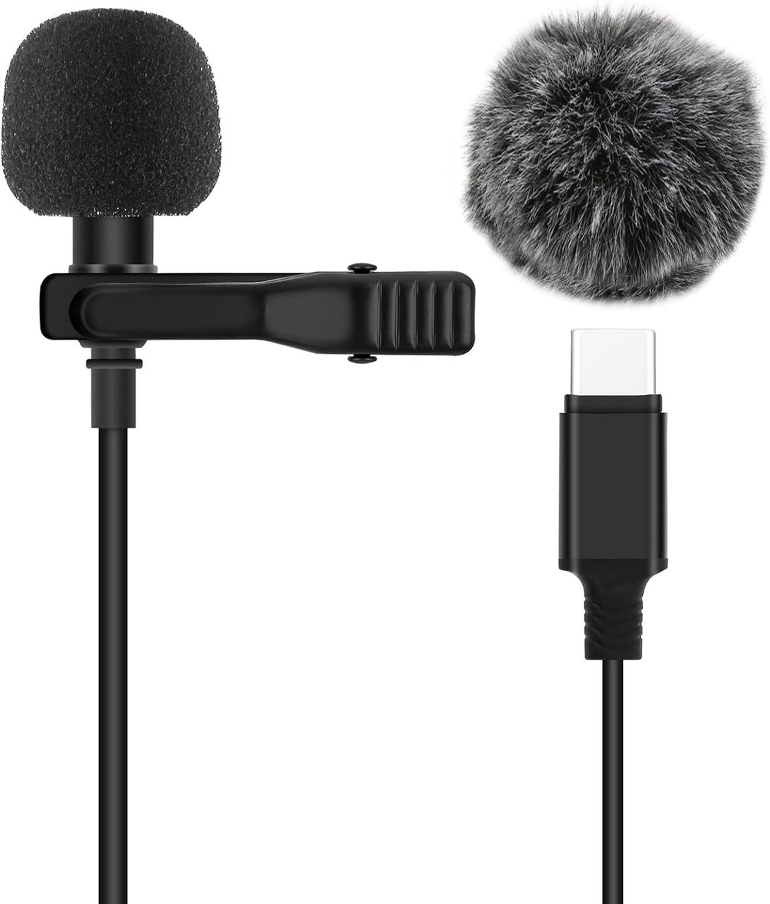 AGPTEK USB C Microphone, Type C Lavalier Lapel Clip MIC for Samsung S23/S22/S21/S20 /S8/S7/S6, Note 20/10, for iPad 10/Air 5/4/Mini 6, Pixel 7/6/5/4/3, Recording Interview, Podcast, Voice Dictation