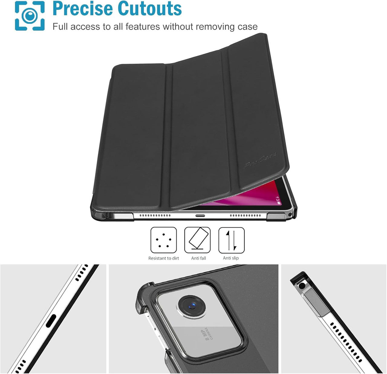 ProCase Case for 11 Inch Lenovo Tab M11 2024 with Pen Holder, Ultra Thin & Lightweight Smart Case Cover - Black