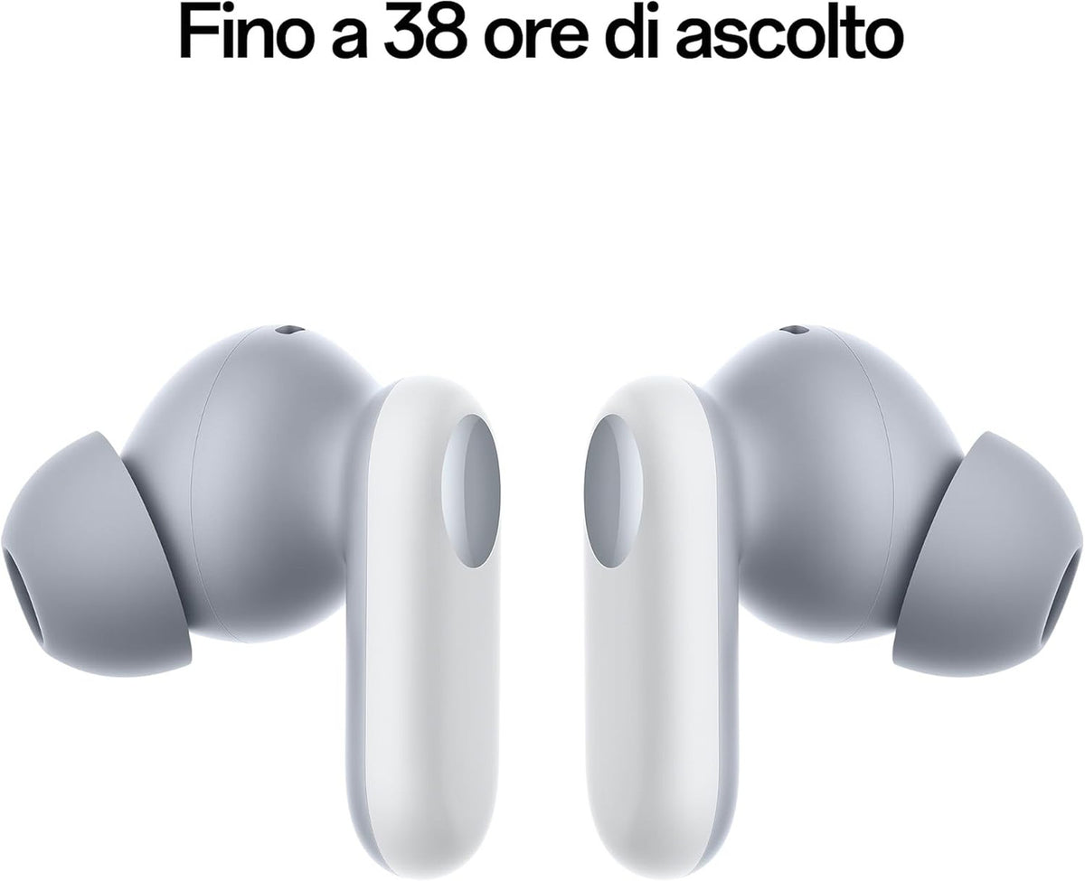 OPPO Enco Buds2 Pro True Wireless Earphones, 38h Autonomy, 12.4 mm Driver, Bluetooth 5.3, 10 m Range, Touch Controls, Noise Cancellation AA, Android and iOS, IP55, White