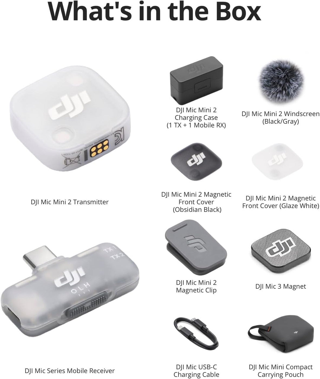 DJI Mic Mini 2 (1 TX + 1 Mobile RX + Charging Case), Lavalier Wireless Vlogging Mic for iPhone/Android/Camera, Bluetooth Microphone, Live Streaming, Plug-And-Play, 24h Battery, Noise Cancelling