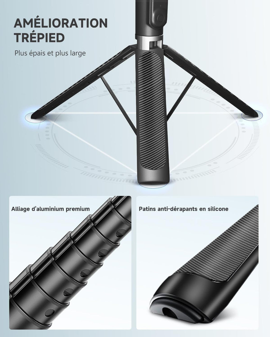 RISEOFLE 180 cm Mobile Phone Tripod & Selfie Stick, Aluminium Integrated Extendable Tripod for Smartphone, Portable Travel Tripod Stand with Wireless Remote Control for iPhone/Samsung/Android/Camera