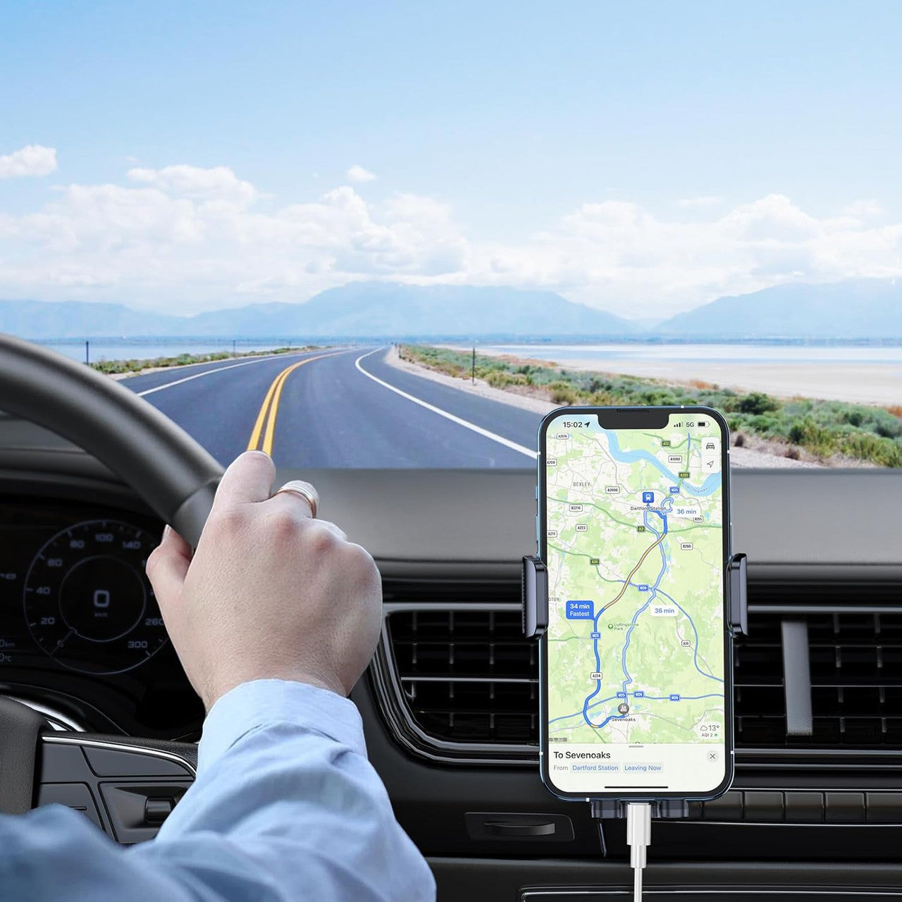 Blukar Car Phone Holder, Air Vent Car Phone Mount Cradle for 360° Rotation, Upgraded Ultra Stable Hook Clip - One Button Release Function for iPhone, Galaxy All 4.0''-7.0'' Smartphones