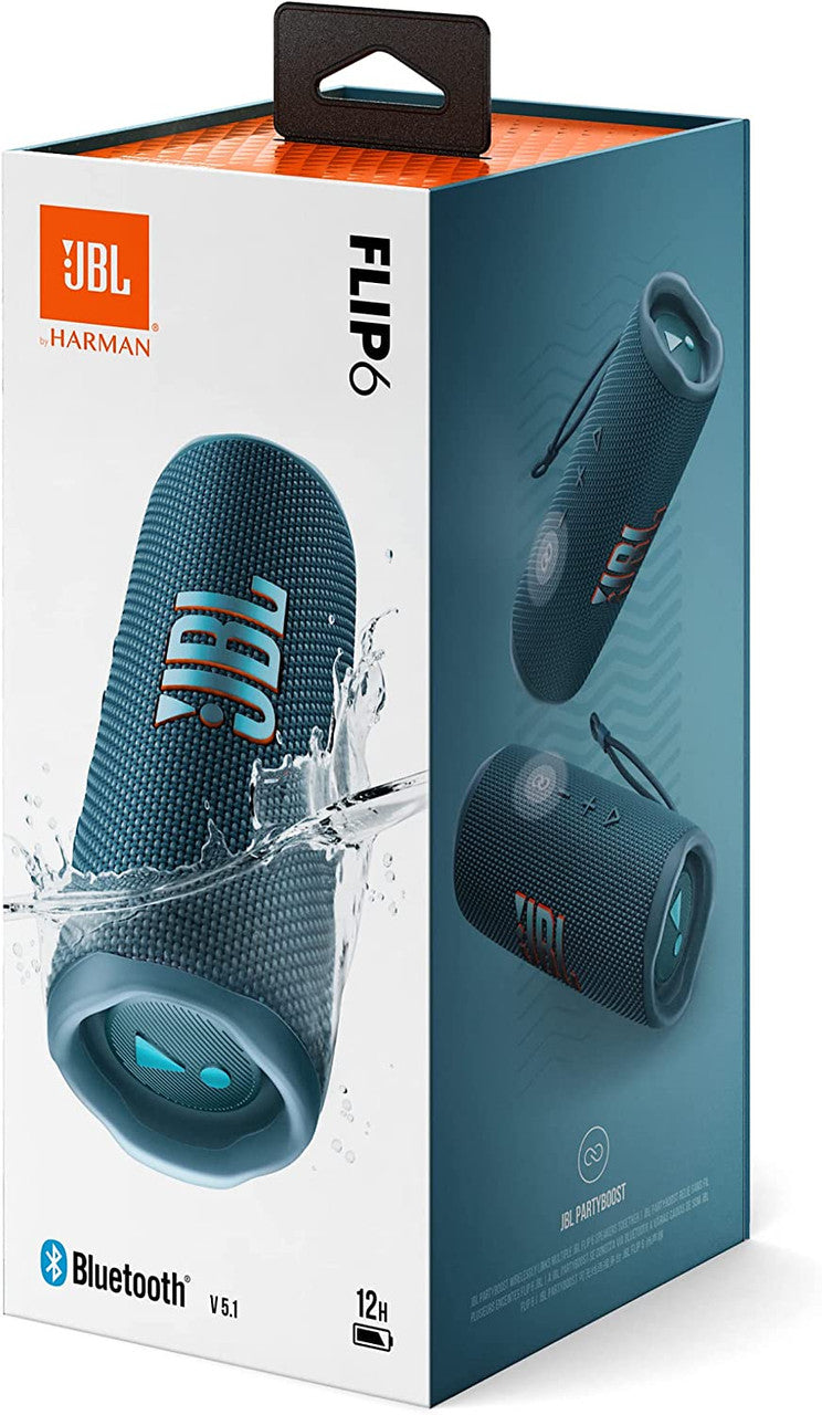 JBL Flip 6 Portable IP67 Waterproof Speaker with Bold JBL Original Pro Sound, 2-Way Speaker, Powerful Sound and Deep Bass, 12 Hours Battery, Safe USB-C Charging Protection - Blue
