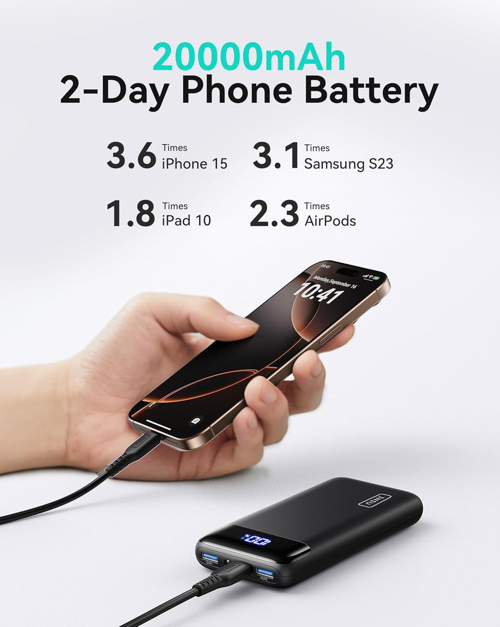 INIU BI-B5 Power Bank, 20000mAh Fast Charging Portable Charger, 22.5W Powerbank with USB C Input & Output, Battery Pack PD3.0 QC4.0 for iPhone 15 14 13 12 11 Pro Max Mini Plus Samsung S22 S21 S20 iPad etc