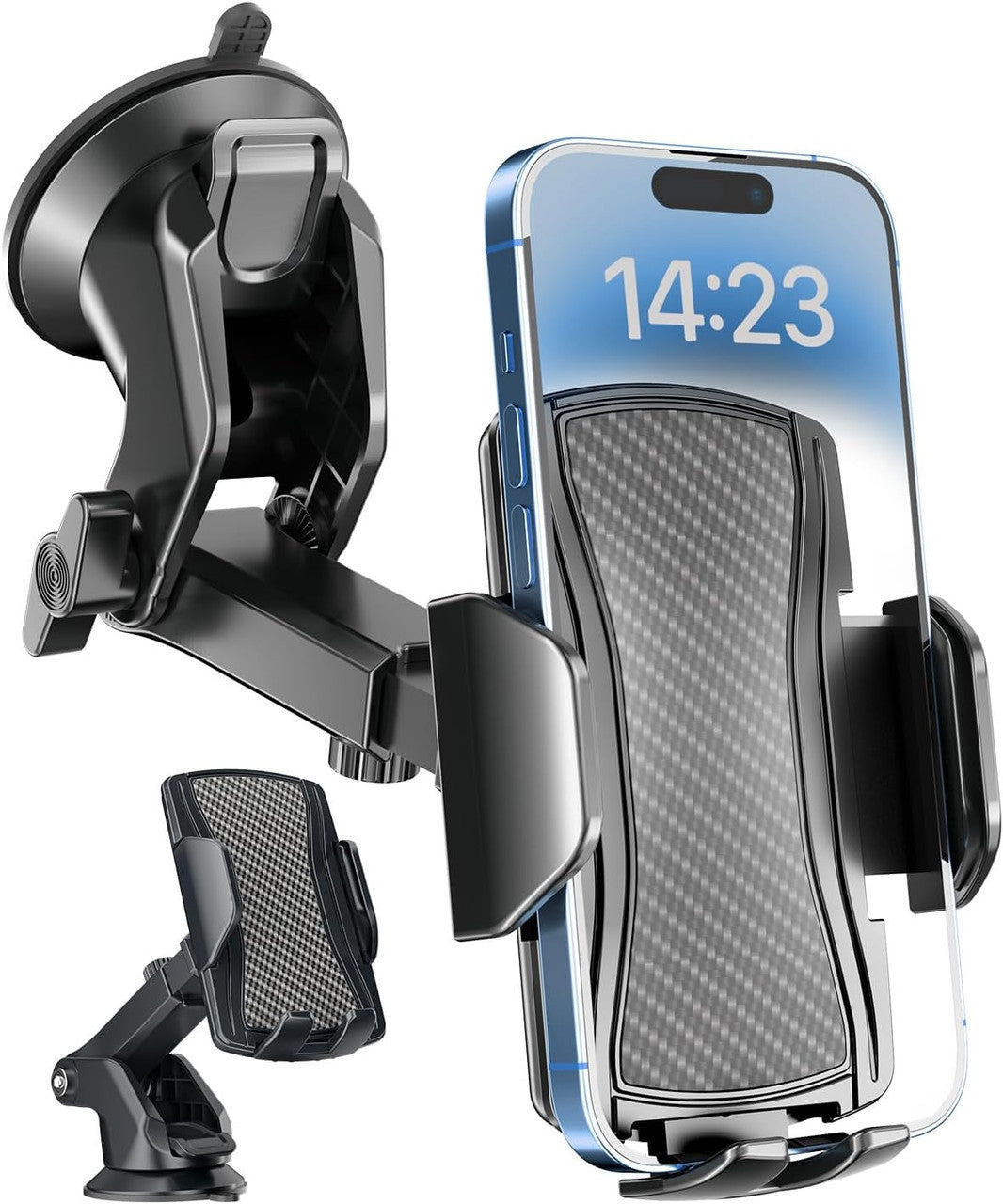 Hoppac Phone Holder for Cars, Ultra Strong Suction Car Phone Mount Cradle for Dashboard Windscreen, 360° Rotation & One Button Release, for iPhone Smartphone 4.0''-7.0''