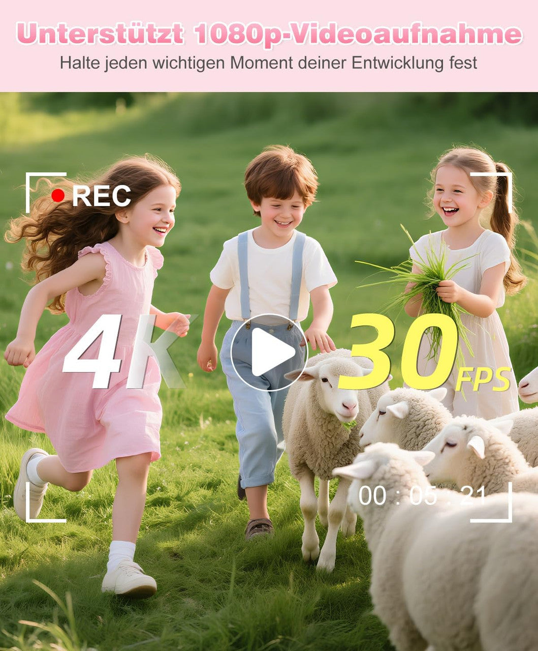 Digital Camera 50MP Photo Camera 1080P Video Camera with 16X Digital Zoom, 2.4 Inch Screen Vlogging Camera Mini Compact Camera for Children Teenagers 8G Card (Pink)