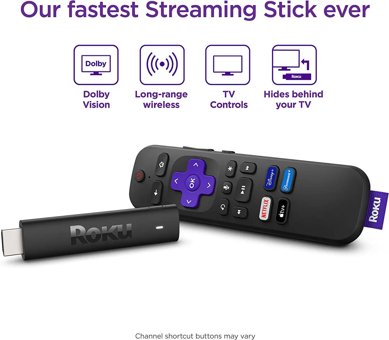 Roku Streaming Stick 4K 2021 | Streaming Device 4K/HDR/Dolby Vision with Roku Voice Remote and TV Controls