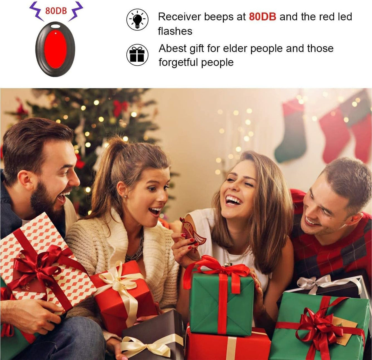 Key Finder Key Finder, Reyke Remote Finder Wireless RF Object Finder with LED Torch for Keys, Wallet, Phone and Pet Tracker (RF Transmitter, 4 Receivers)