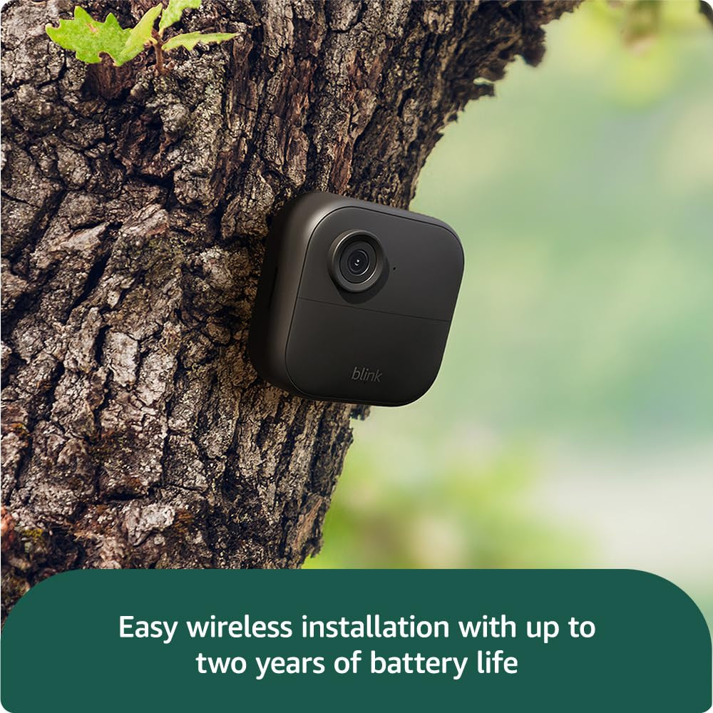 Blink Outdoor 4 camera (newest gen) – Wireless HD smart security camera, two-year battery life, enhanced motion detection, works with Alexa - 1 camera system with Sync Module Core incl. - IP65