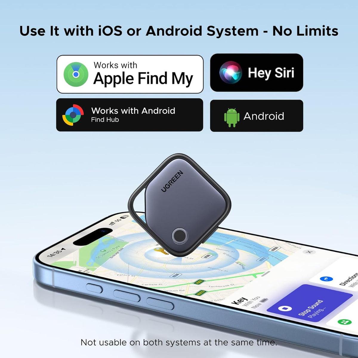 UGREEN Finder Duo (iOS and Android) Air Tracker Tags 4 Pack, Rechargeable Android Tracker Tags Bluetooth Key Finder Compatible with iOS and Android for Keys, Luggage and More