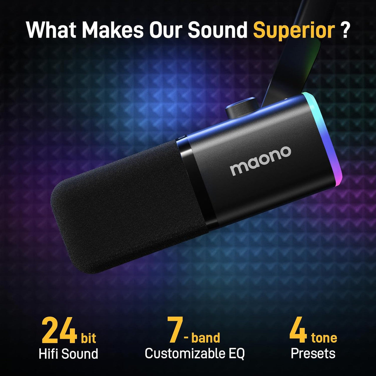 MAONO USB/XLR Gaming Mic for Streaming, Podcasting, and Studio Recording, Dynamic Microphones with Dual Noise Cancellation, Software, RGB, and Mute Button for PC, PS4/PS5, Mixers (PD100X Black)