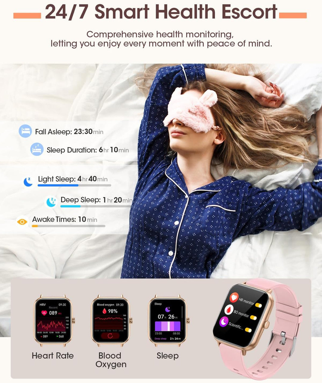 RUXINGX Women's Smartwatch with Calls, 1.83 Inches Smartwatch with 3 Straps, Female Physiology Sleep Heart Rate Monitor SpO2 IP68, 20+ Sport