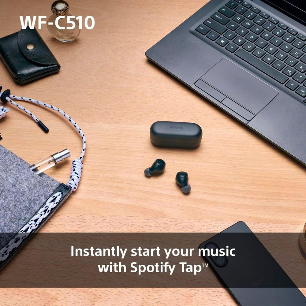 Sony WF-C510 Truly Wireless Earbuds – Small, Light, Bluetooth In Ear Headphones with Multipoint Connection, Ambient Sound, IPX4 Rating, Spotify Tap, Quick Charge, 22 HR Battery, iOS & Android - Black
