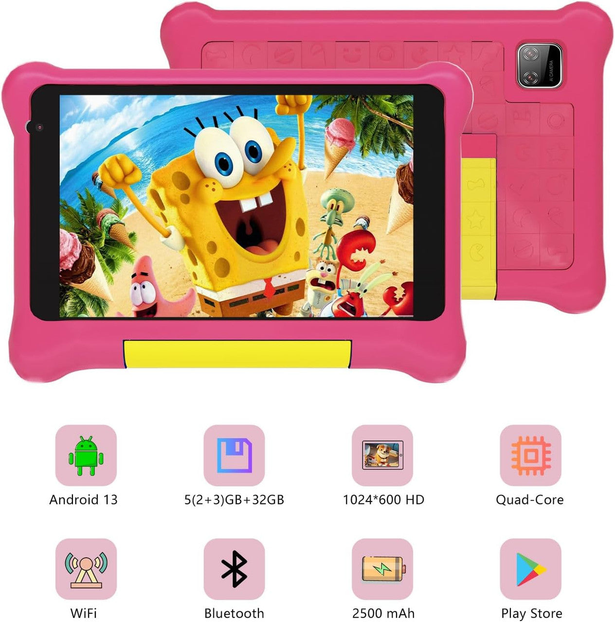 HotLight 7 Inch Kids Tablet, Kids Tablet with Android 12, 2GB RAM+32GB ROM+128GB Expandable, Wi-Fi, Bluetooth, Type-C, Kids Tablet with Quad Core Blue