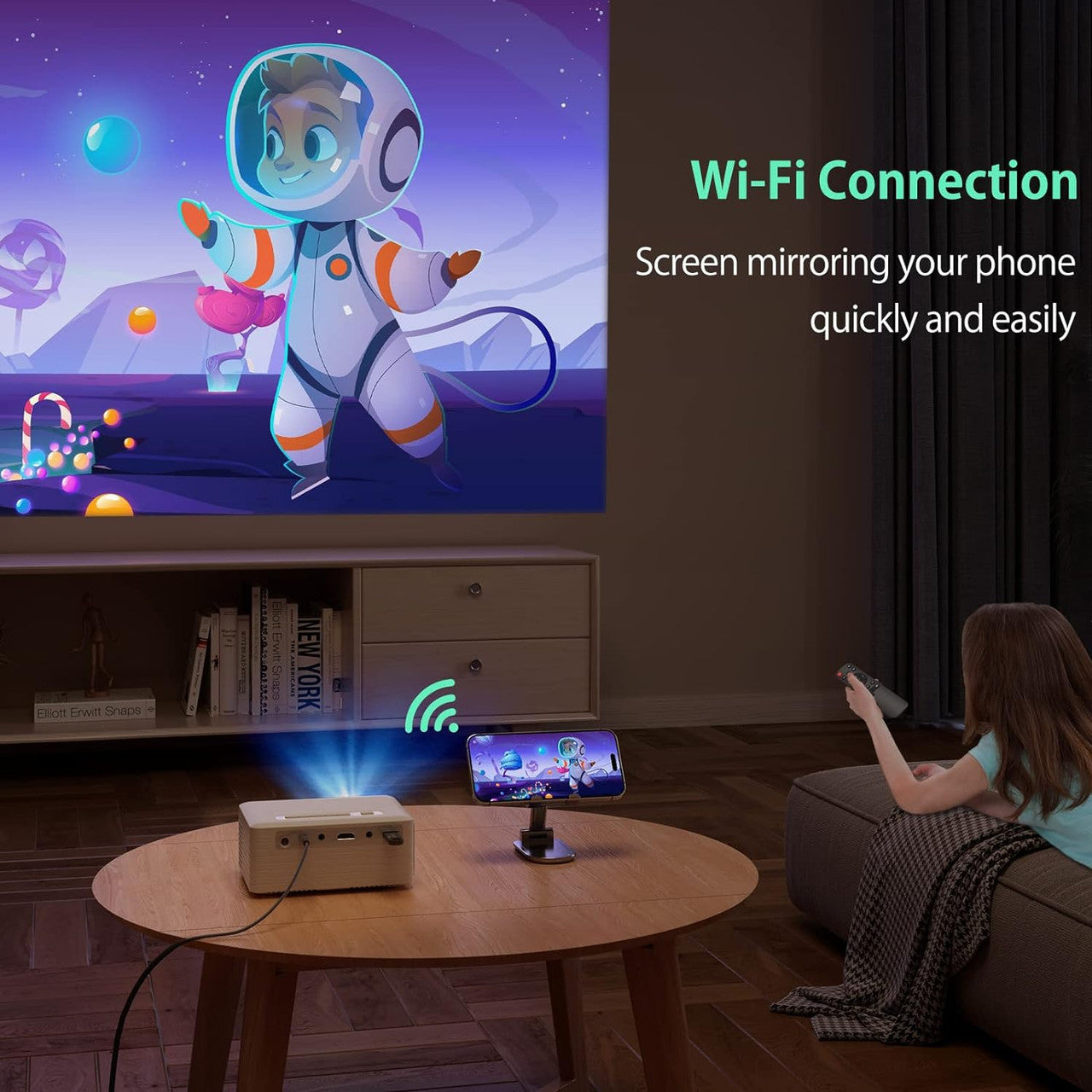 Mini Projector Bluetooth WiFi, Video Phone Projector Full HD 1080P, YOTON Portable Movie Projector for Home Theater, Compatible with PC, PS5, Tablet, Fire Stick, Projector for Phone iOS and Android
