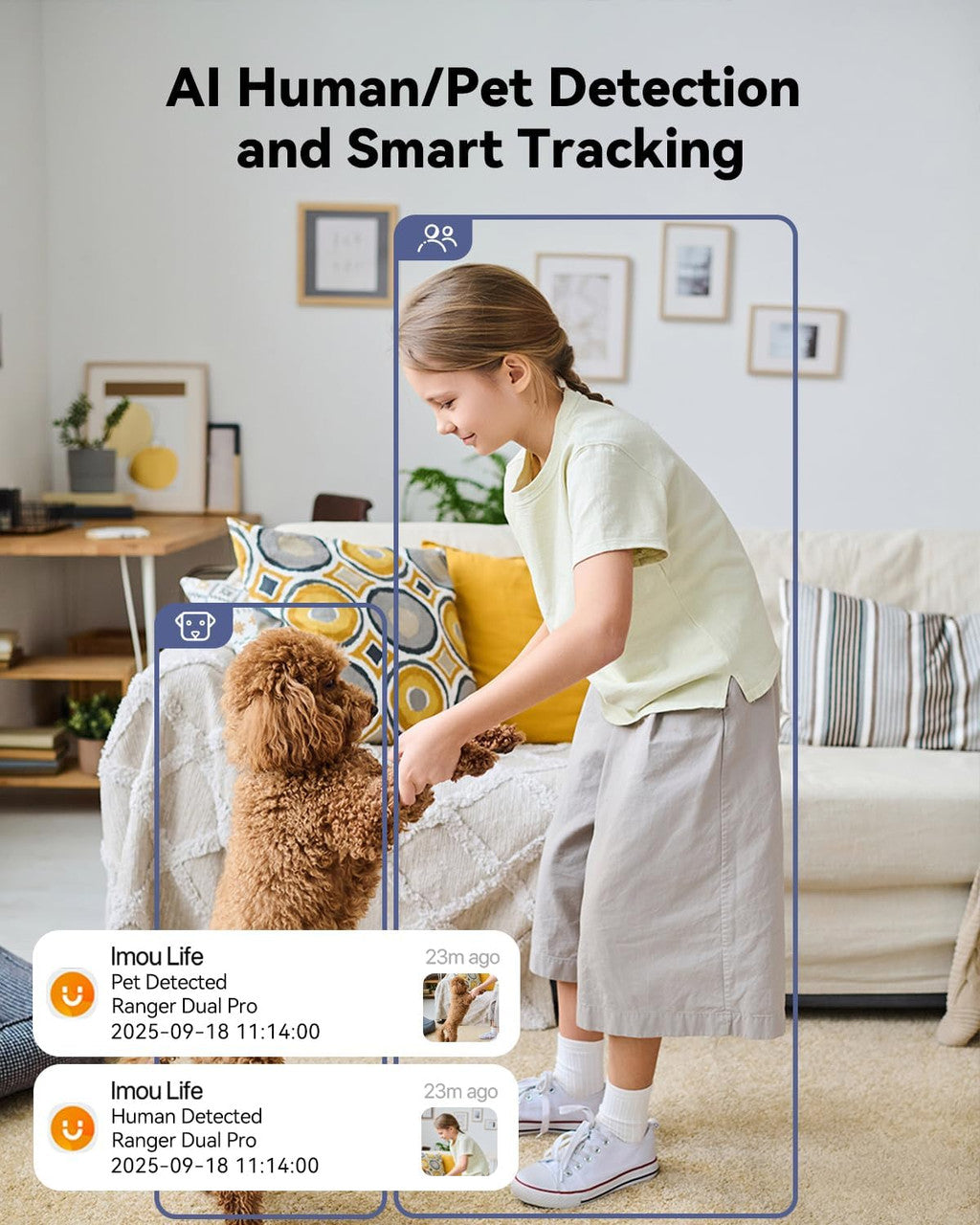 Imou Dual-Lens 2K+2K Indoor Security Camera, House Security Camera 360°Full Coverage, Pet Baby Camera with APP, Color Night Vision, Human/Pet/Sound/Motion Detection, Siren Spotlight, 2.4/5GHz Wifi