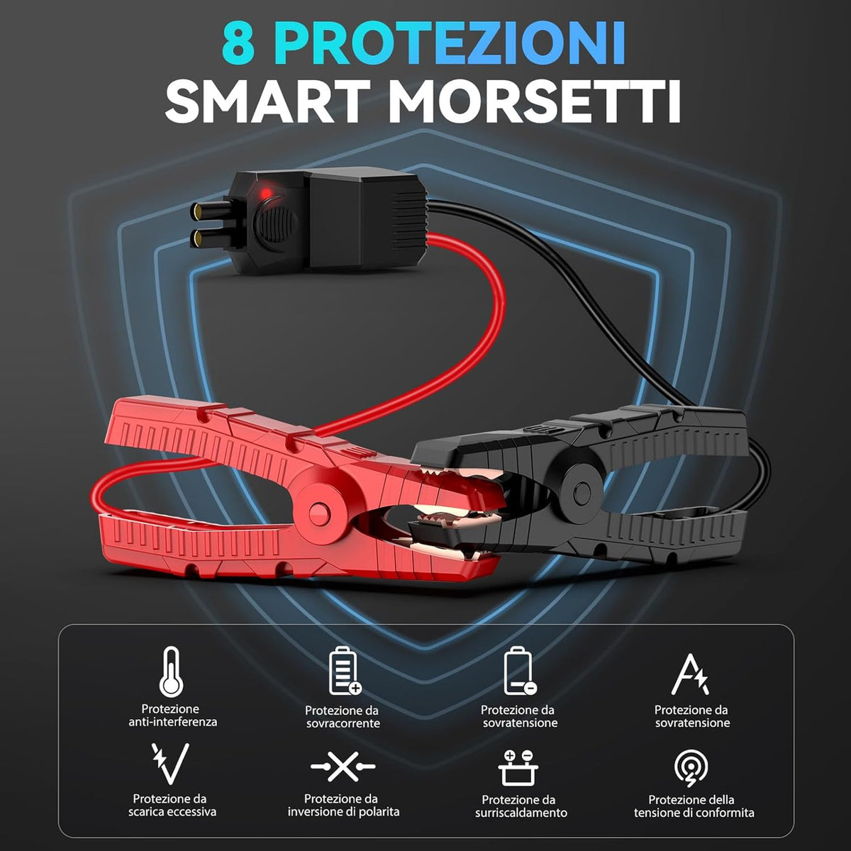 ACEZUK Jump Starter with Display (M01) (Compatible with up to 7.0L Gasoline and 5.5L Diesel Vehicles), 12 V Car Engine Starter, Emergency Start Car, Power Bank Function, LED Light Included