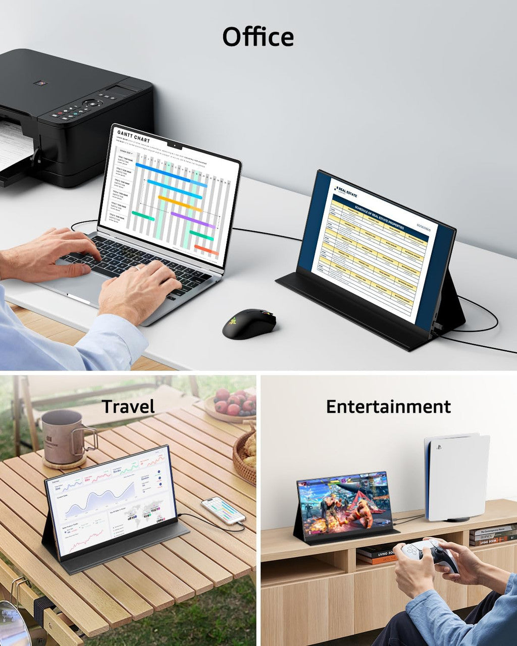 Yodoit Portable Monitor 15.6" FHD 1920x1080P IPS | USB-C & HDMI Connectivity, Built-in Speakers, Smart Cover for Laptop, PC, Mac, PS3/4/5, Xbox