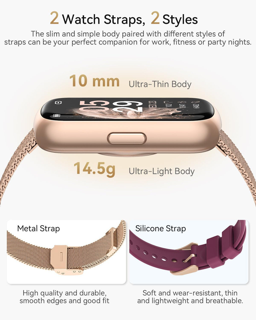 RUXINGX Women's Smartwatch, 1.47 Inch Fitness Watch with 24 Sports Modes, 24H Heart Rate Monitor, SpO2, Sleep Monitor, Menstrual Cycle, IP68 Waterproof Sports Watch, Pedometer with WhatsApp for