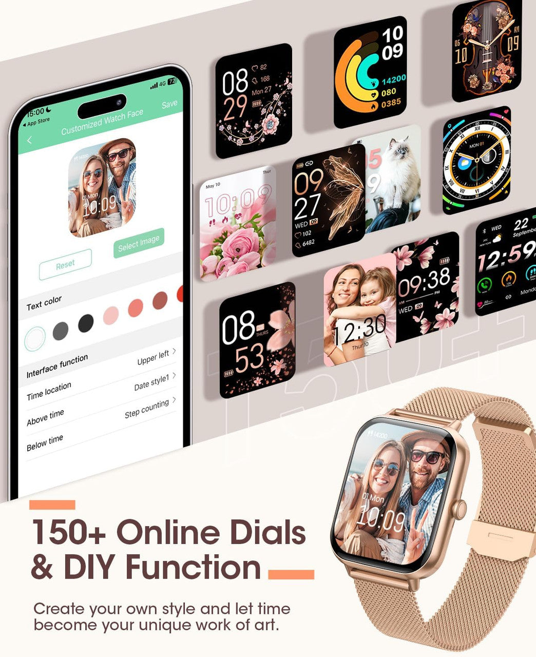 RUXINGX Women's Smartwatch with Calls, 1.83 Inches Smartwatch with 3 Straps, Female Physiology Sleep Heart Rate Monitor SpO2 IP68, 20+ Sport