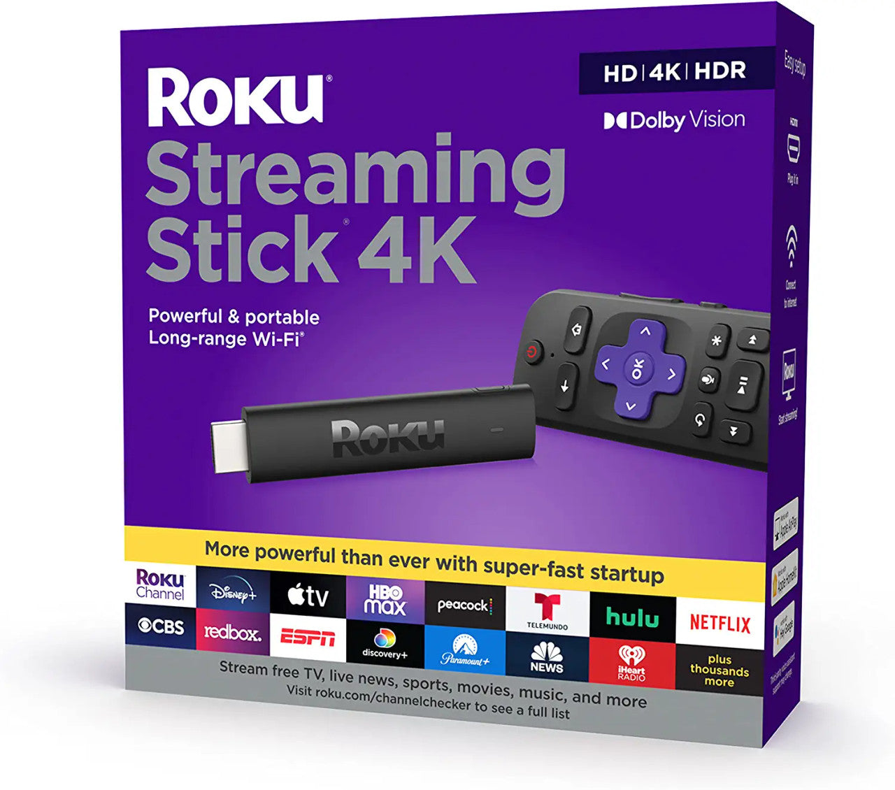 Roku Streaming Stick 4K 2021 | Streaming Device 4K/HDR/Dolby Vision with Roku Voice Remote and TV Controls