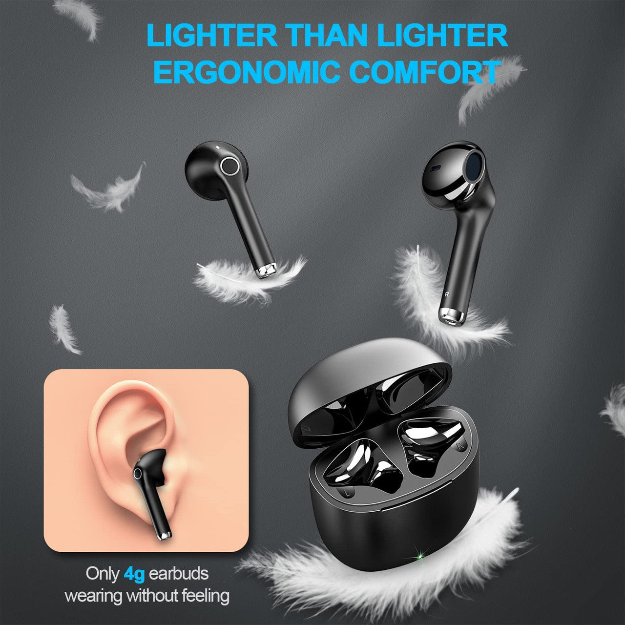 Wireless Earbuds Bluetooth T9, yobola Wireless Headphones HiFi Stereo, IPX5 Waterproof Wireless Earphones Touch Control, Bluetooth Earphones 5.1 Built-in Microphone, USB-C Charging with Sport/Fitness
