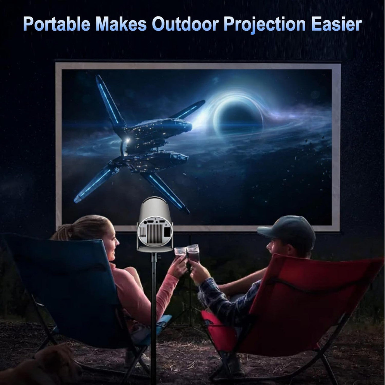 Mini Portable Projector Projector 4K 1080P Full HD Compatible Android 11 Netflix WiFi 6 BT5.2 Correction Trapezoid 180° Rotation Built-in Speaker HDMI/USB/TV Stick/PS5