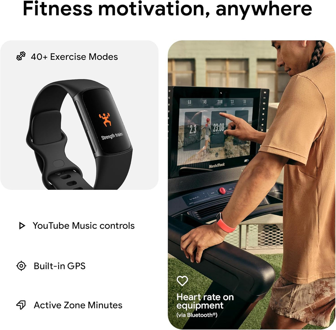 Fitbit Charge 6 Activity Tracker with 6 Months Premium Membership Included, 7 Days Battery Life and Google Wallet and Google Maps, Obsidian/Black Aluminum