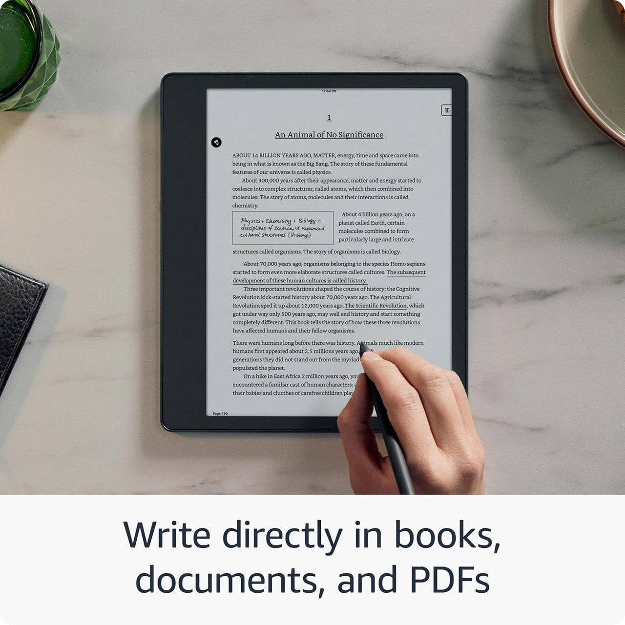 Amazon Kindle Scribe (16 GB) - Now write directly on books and documents. With built-in notebook summarization. A Kindle and notebook, all in one. Includes Basic Pen