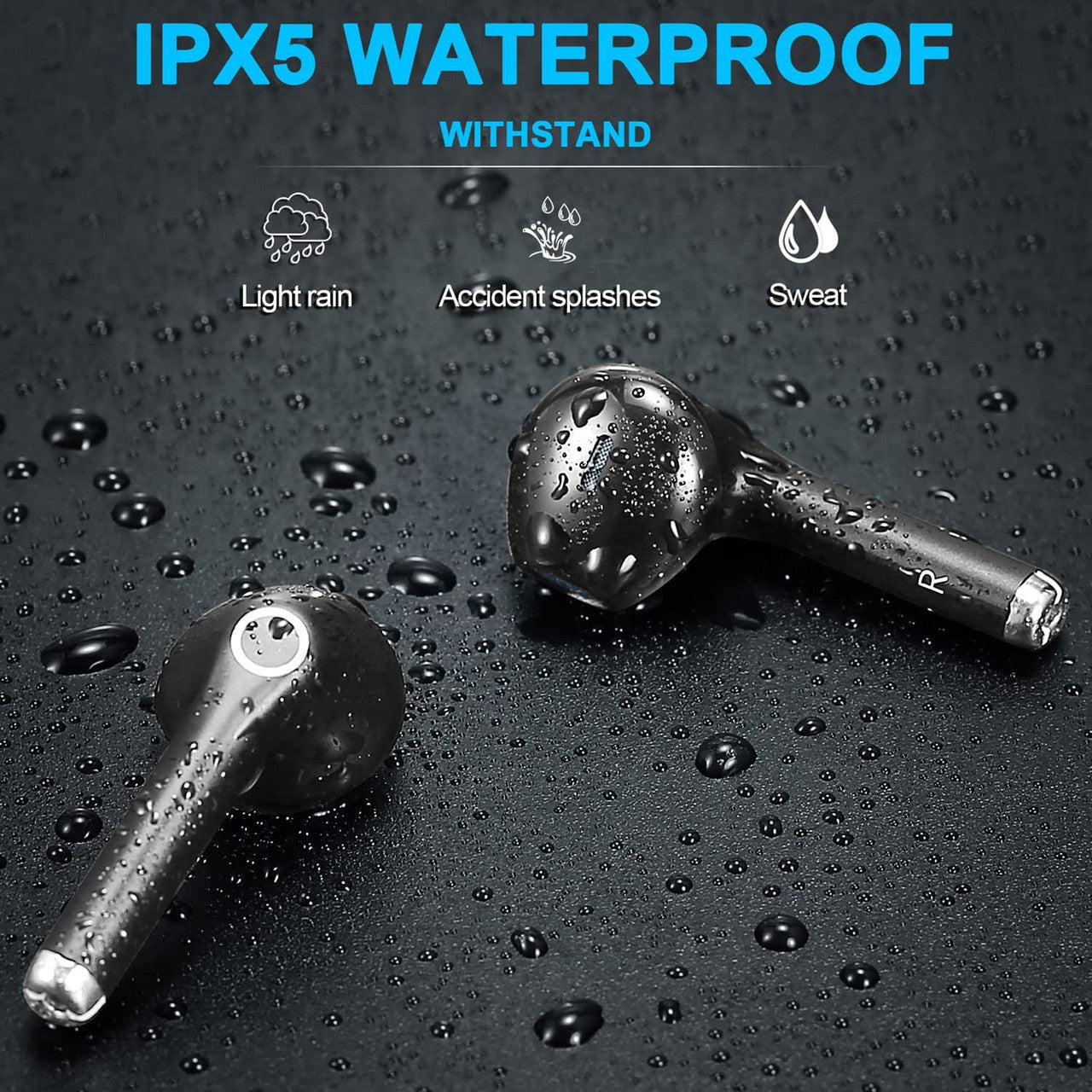 Wireless Earbuds Bluetooth T9, yobola Wireless Headphones HiFi Stereo, IPX5 Waterproof Wireless Earphones Touch Control, Bluetooth Earphones 5.1 Built-in Microphone, USB-C Charging with Sport/Fitness