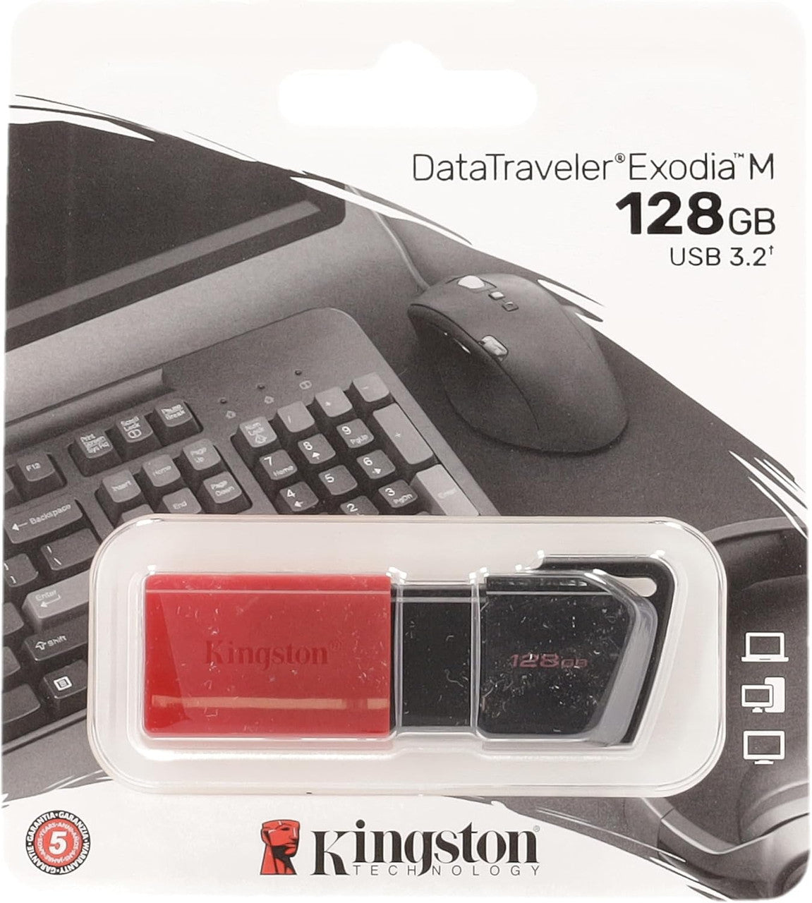 Kingston DataTraveler Exodia M USB 3.2 Gen 1 DTXM/128GB - with Moving Cap (Black + Red)