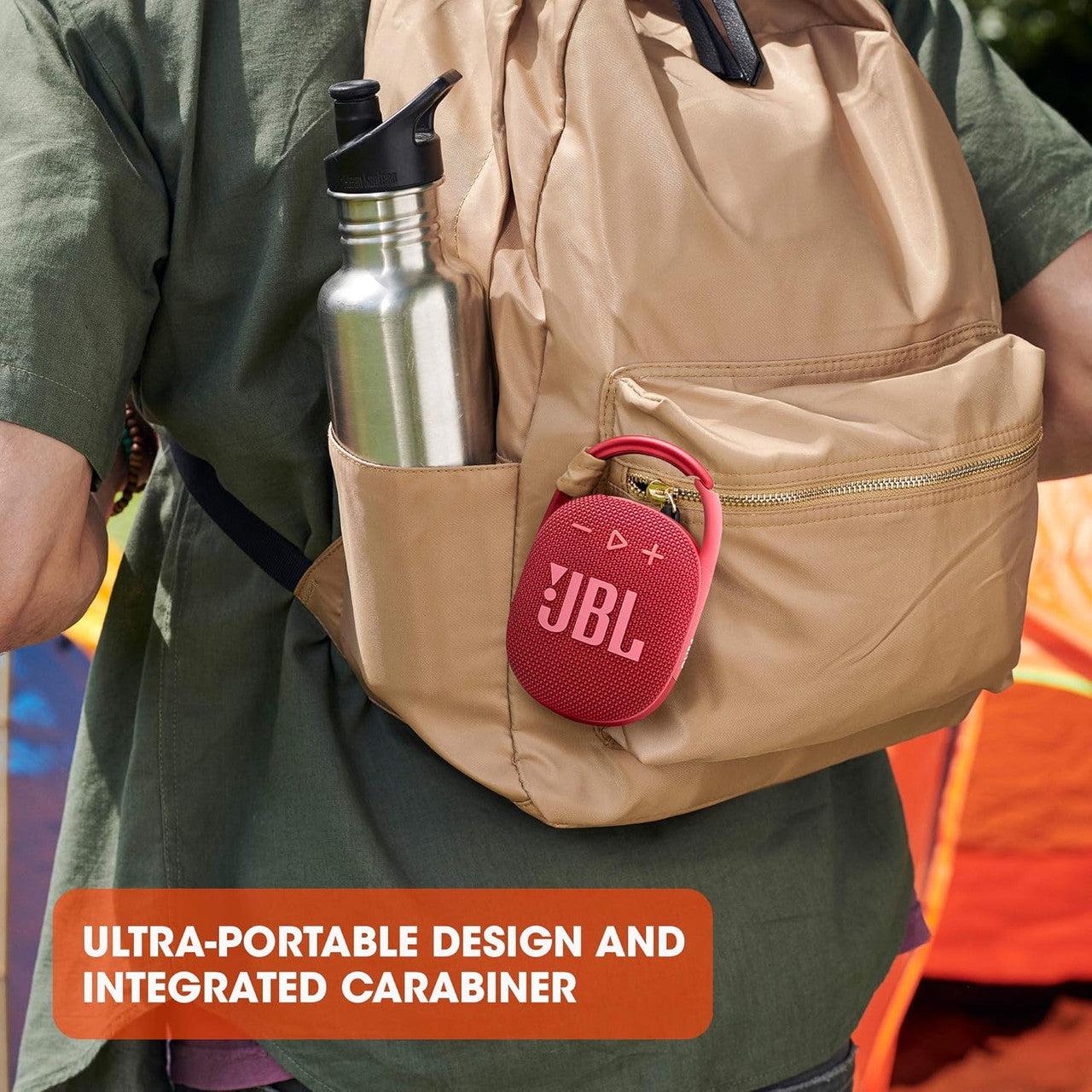 JBL Clip 4 Bluetooth Portable Speaker with Integrated Carabiner, Waterproof and Dustproof, Black