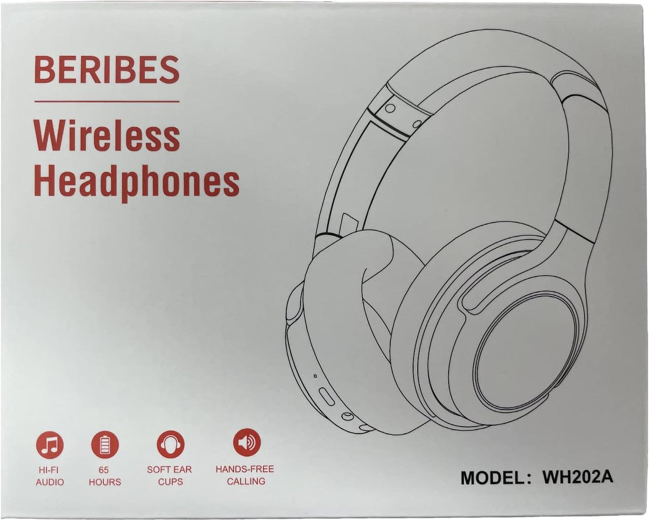 BERIBES Bluetooth Over Ear Headphones, 65 Hours Headphones, Wireless Bluetooth with 3 EQ Modes, HiFi Stereo, Built-in Microphone, Foldable Wireless Headphones for Mobile Phones/iPad/Laptops/PC, Black