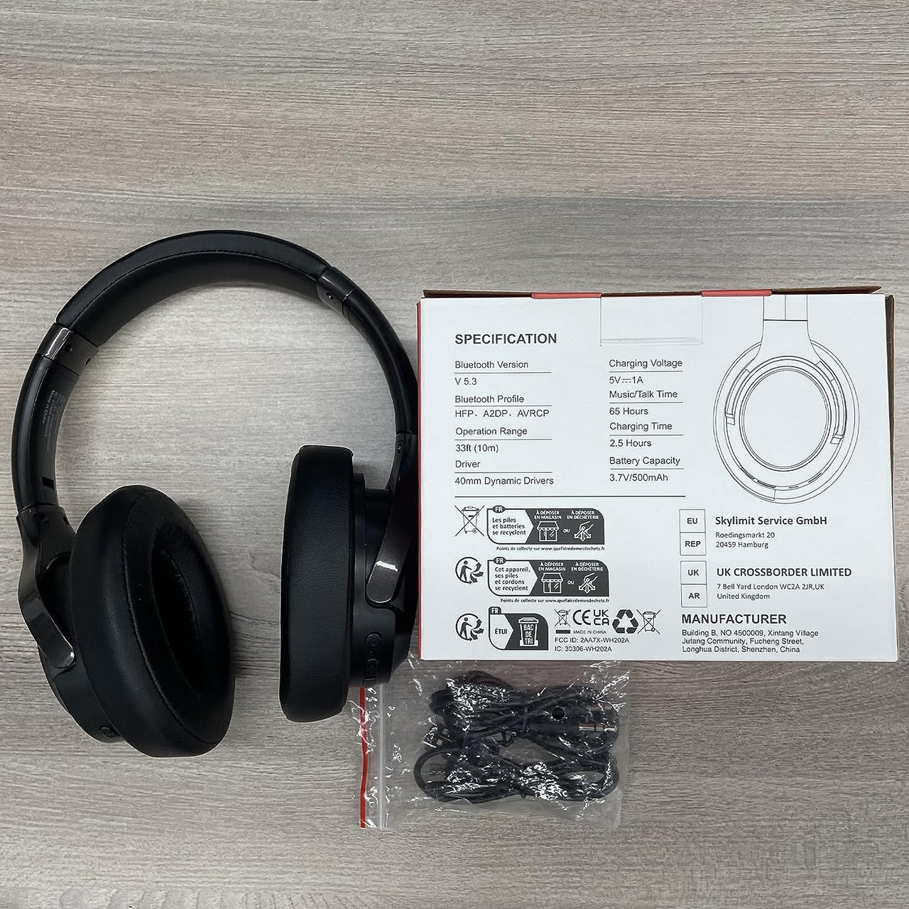 BERIBES Bluetooth Over Ear Headphones, 65 Hours Headphones, Wireless Bluetooth with 3 EQ Modes, HiFi Stereo, Built-in Microphone, Foldable Wireless Headphones for Mobile Phones/iPad/Laptops/PC, Black