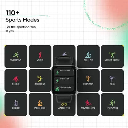 Realme Watch 3, Big dsplay of 1.8’’, 7 days battery, 110 sport modalities, Bluetooth Call without interruption, Black, One Size