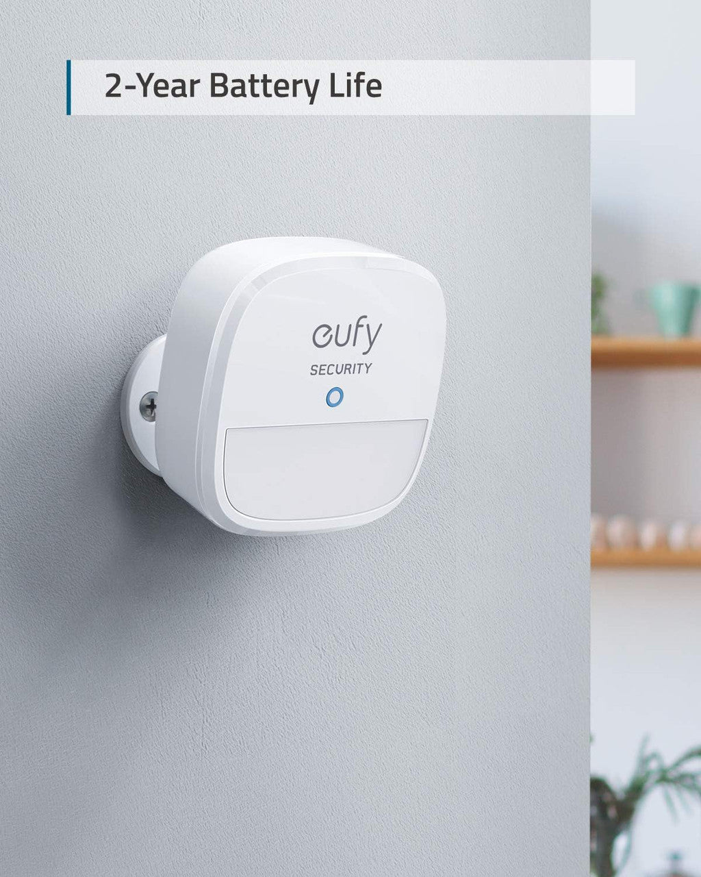 Motion Sensor, eufy Security Home Alarm System Motion Sensor, 100° Coverage, 30 ft Detection Range, 2-Year Battery Life, Adjustable Sensitivity (HomeBase Required), Optional 24/7 Protection Service