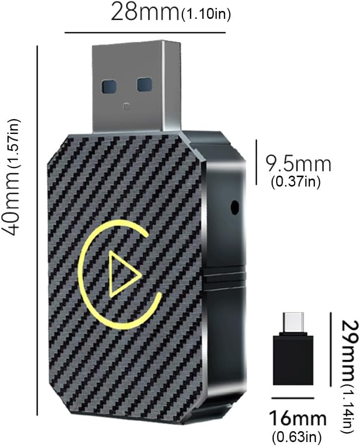 Wireless Adapter for CarPlay - Upgrade 2025, Wireless USB/Type-C Adapter, Fast and Stable Connection Without Delays, Compatible with iOS 12+