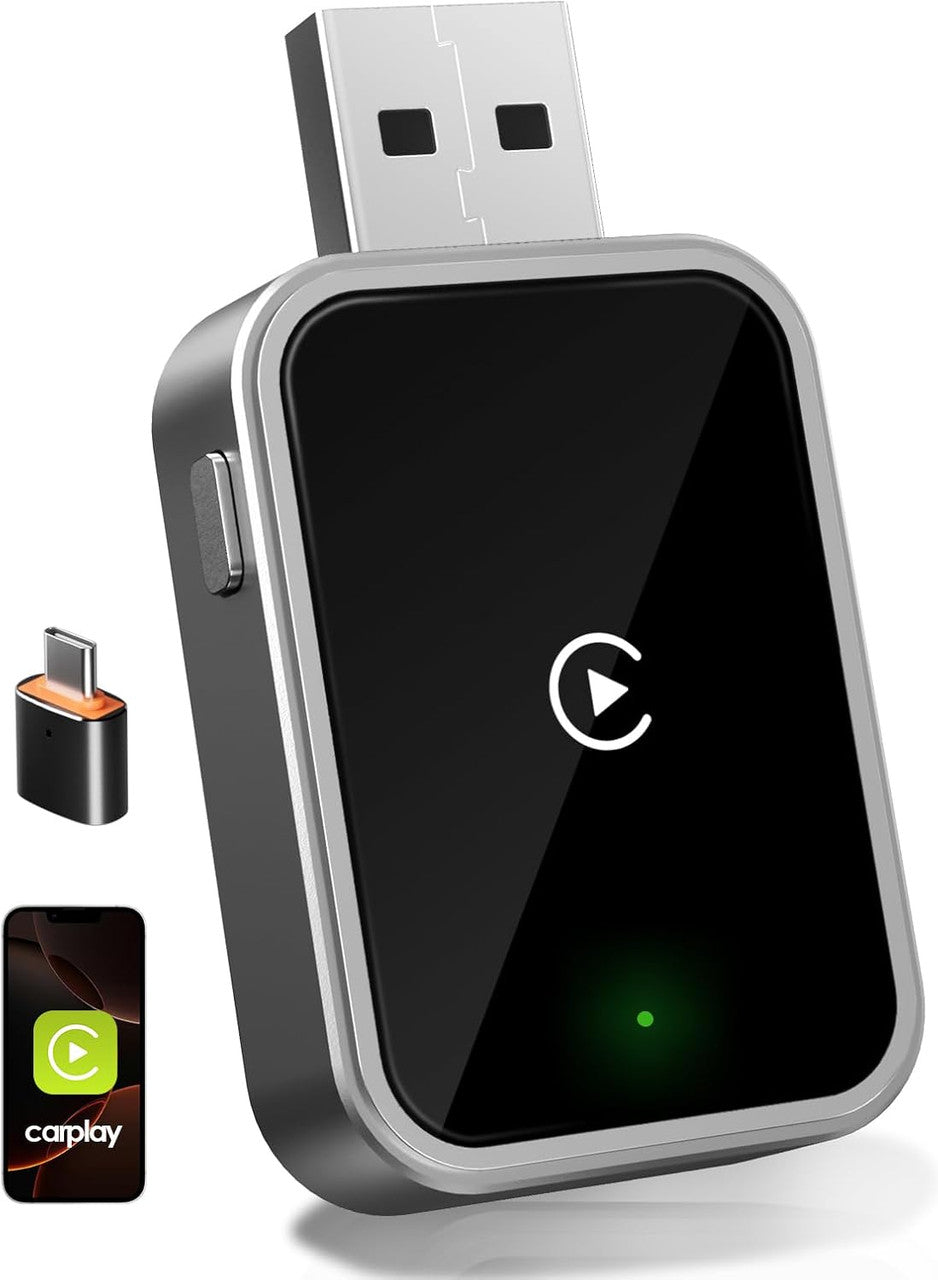 Wireless Adapter for CarPlay - Upgrade 2025, Wireless USB/Type-C Adapter, Fast and Stable Connection Without Delays, Compatible with iOS 12+