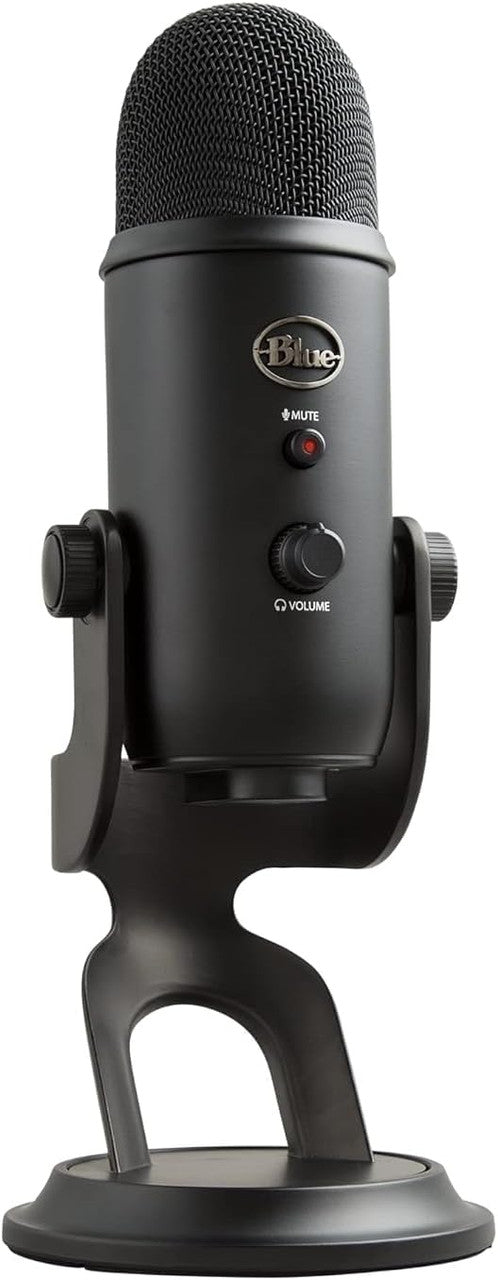 Blue Microphones Yeti USB microphone blackout (for recording and streaming on PC and Mac, Three condenser capsules, four polar patterns, headphone output and volume control Plug and Play)
