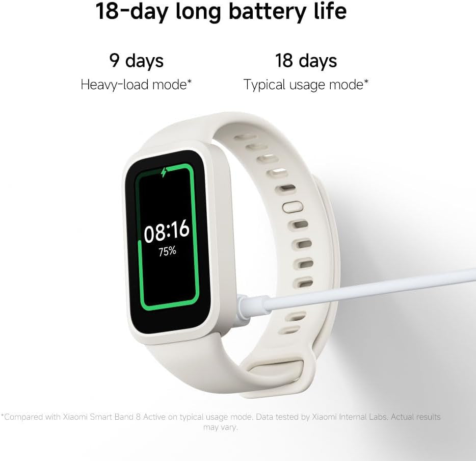 XIAOMI Smart Band 9 Active, Sports fitness tracker, 1.47'' TFT display, 60Hz high refresh rate, 18 Days Battery Life, sleep and health monitoring, 50 sports modes, 5ATM, iOS & Android, Black